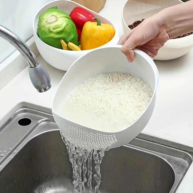 Plastic Rice Washing Bowl with Strainer Kitchenware Food Safe Easy Meal Prep