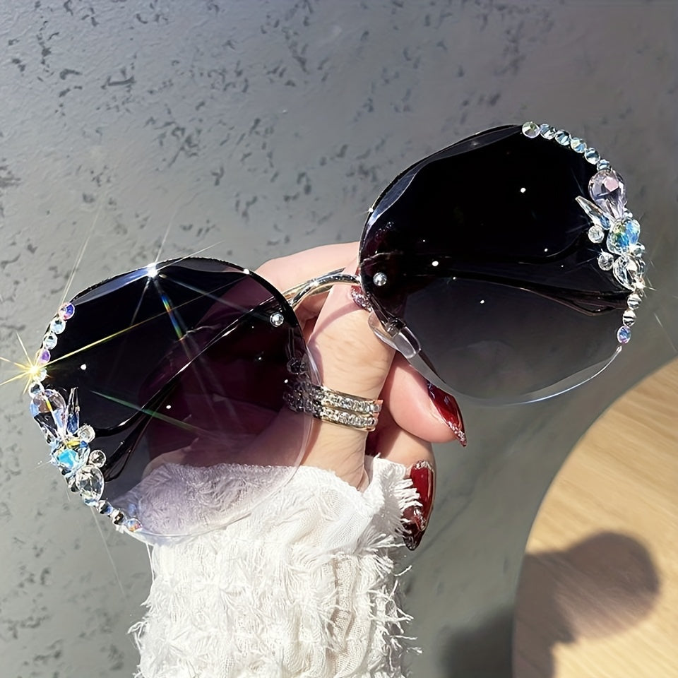Women's Rhinestone Rimless Glasses Fashion Eyewear for Women