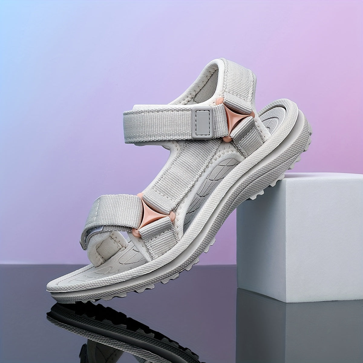 Sandalias de verano para niñas beige, transpirables, antideslizantes, de tela, calzado casual