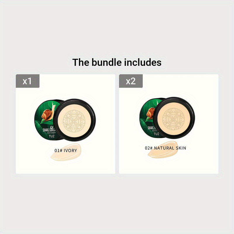 Snail Collagen CC Cream Waterproof Long-Lasting Moisturizing Face Foundation for All Skin Types