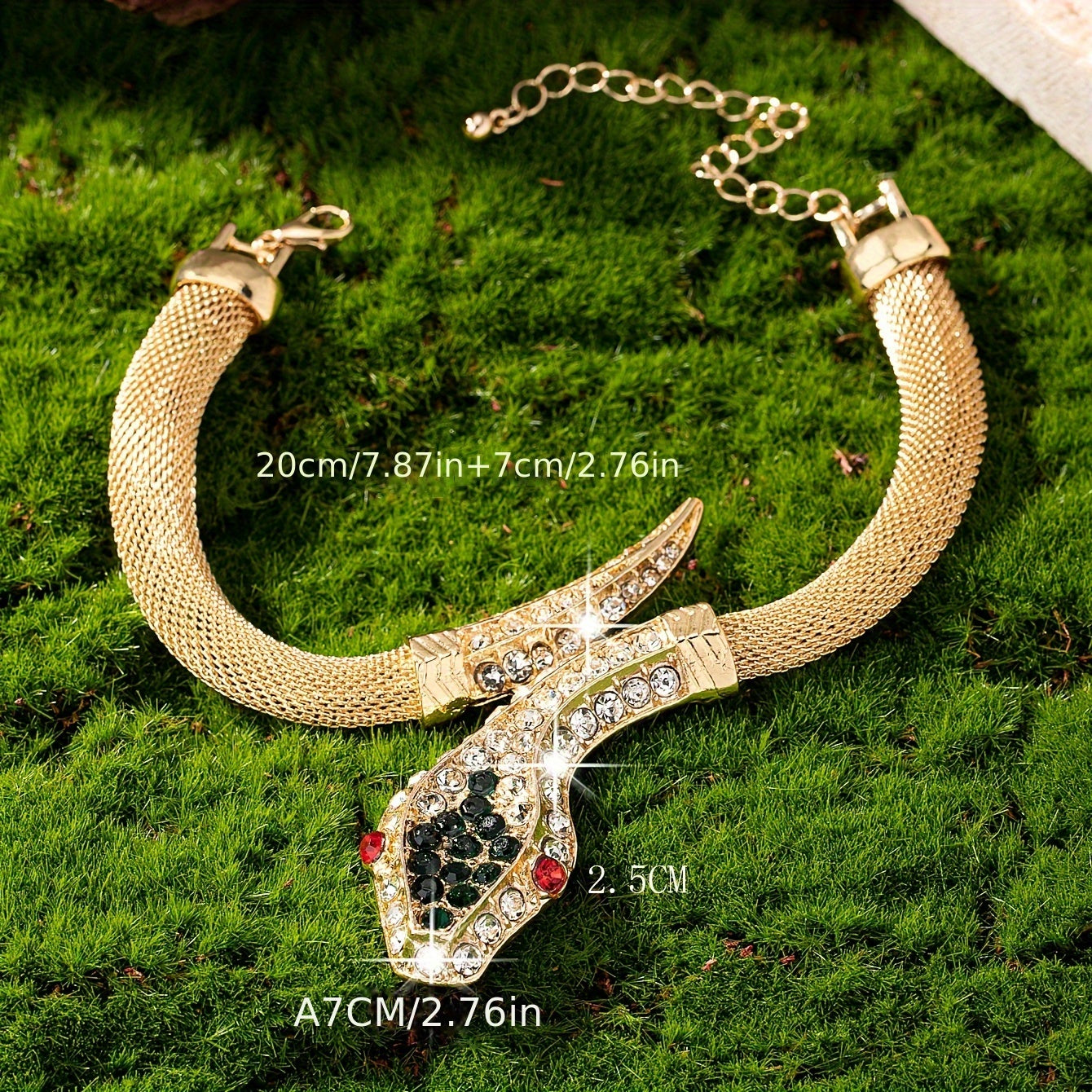 Rhinestone Snake Bracelet Zinc Alloy Elegant Daily Wear Gift
