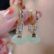 Ayollar uchun yashil jaydli vintage zargarlik buyumlari, dangle sirg‘alar