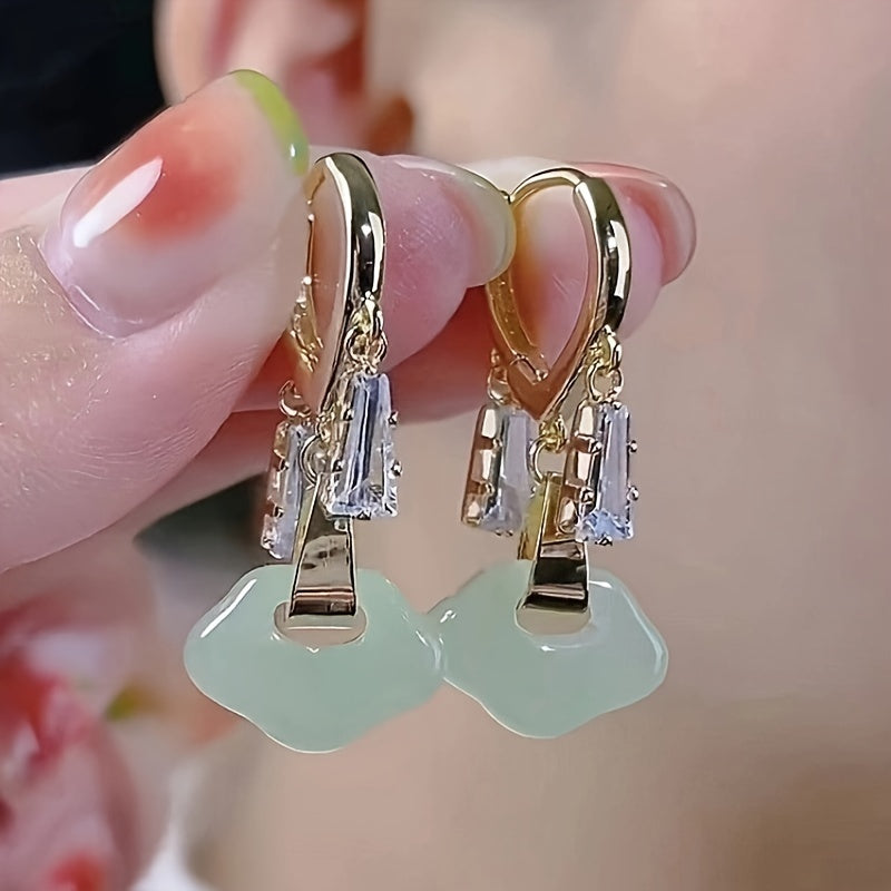 Ayollar uchun yashil jaydli vintage zargarlik buyumlari, dangle sirg‘alar