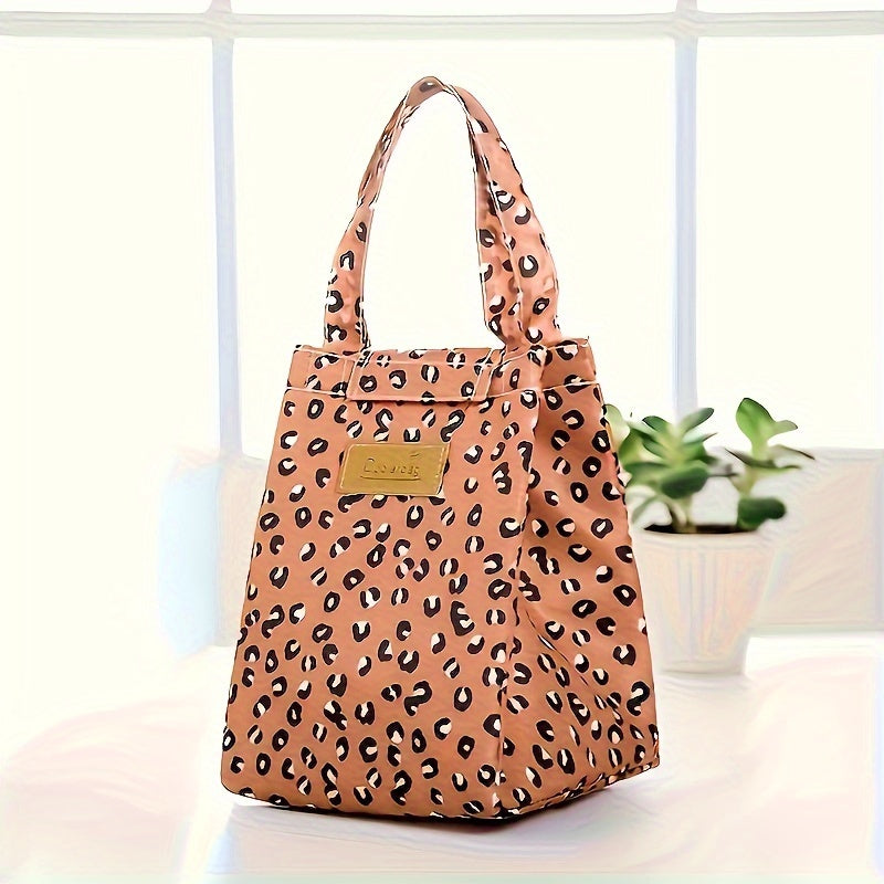 Leopard Pattern Insulated Lunch Bag for Men Women Portable Food Cooler Gift