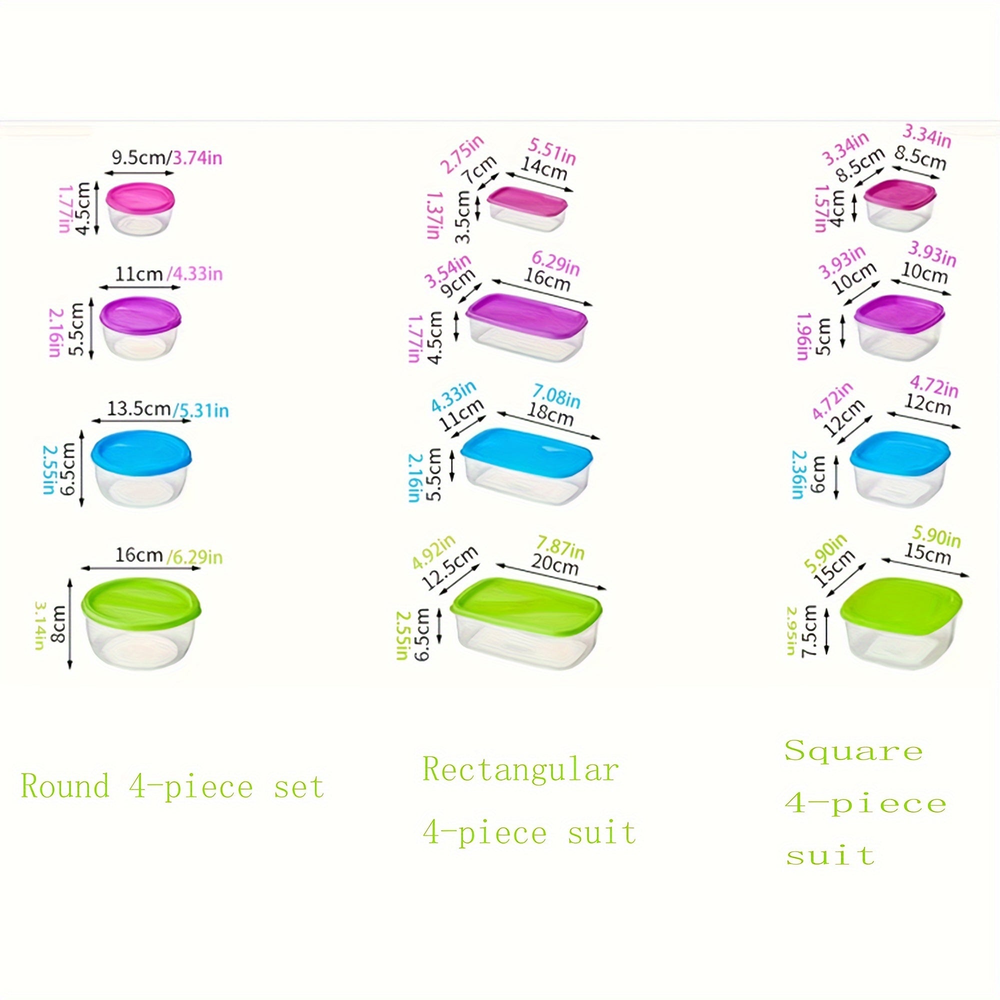 Set de recipientes para almacenamiento de alimentos frescos, tapas reutilizables, refrigerador y embalaje para almuerzo
