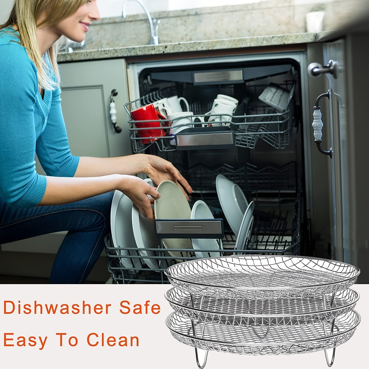 3-Tier Round Grill Rack for Air Fryer Stainless Steel