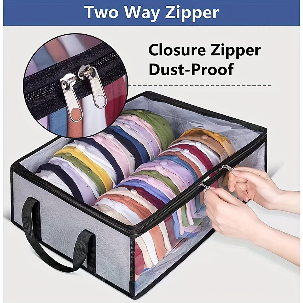 2 Pieces Hat Storage Dust Bags Foldable Organizer with Transparent Lid and Windows
