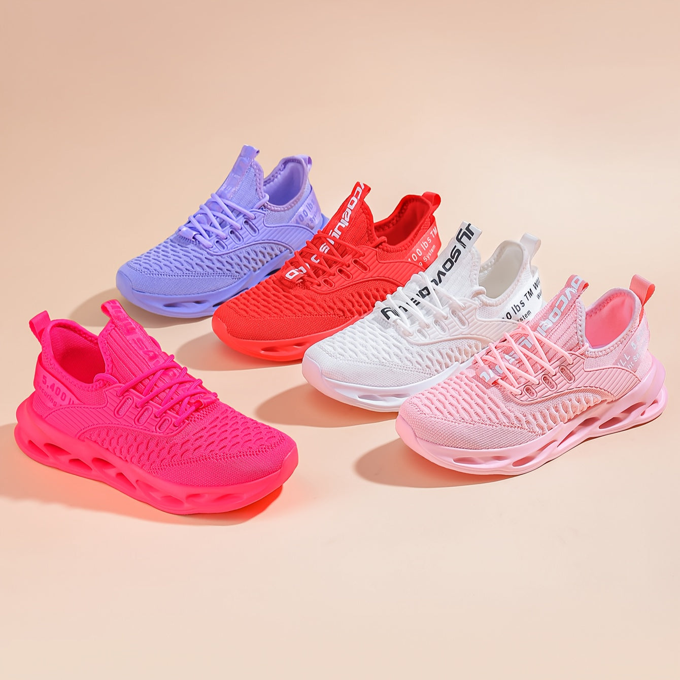 Women's Breathable Running Shoes Lightweight Pink White Purple Red Casual Sneakers