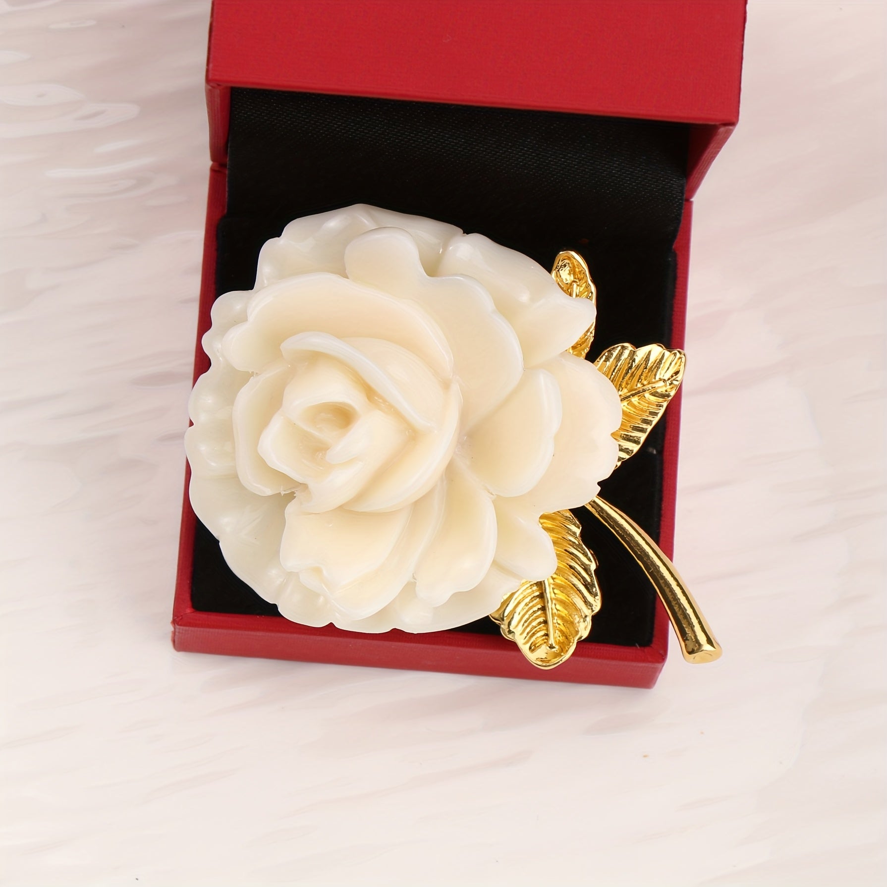 Vintage White Enamel Rose Lapel Pin for Women Floral Badge Corsage Jewelry