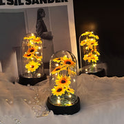 Вечный подсолнух с пластиковым покрытием - Идеально для различных случаев - Батарейное домашнее декорирование