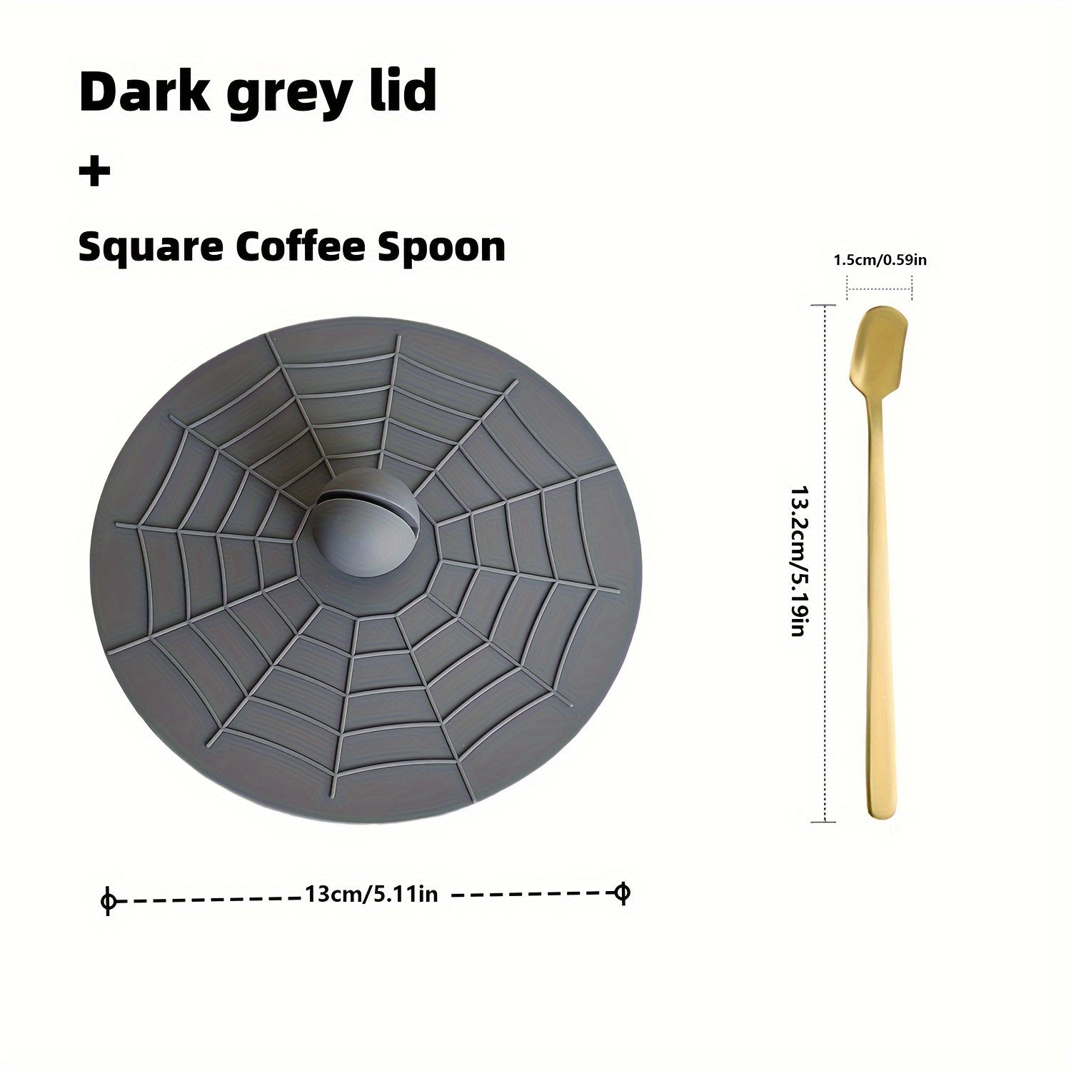 Silicone Cup Lid with Spoon Set Reusable Leakproof Cover for Ceramic Glass Tea Mug