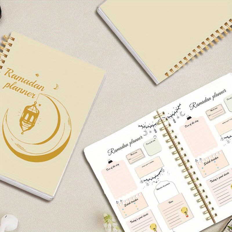 Ramadan Planner Notebook with Crescent Design, To-Do List, Priorities, A5 Spiral Diary, Various Sizes