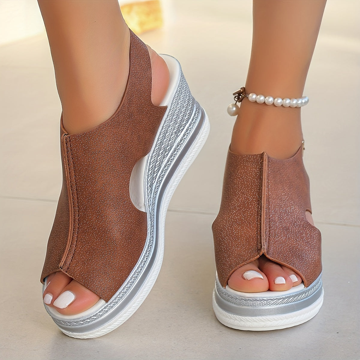 Новые сандалии с толстой подошвой и wedge-каблуком в виде рыбьего рта.