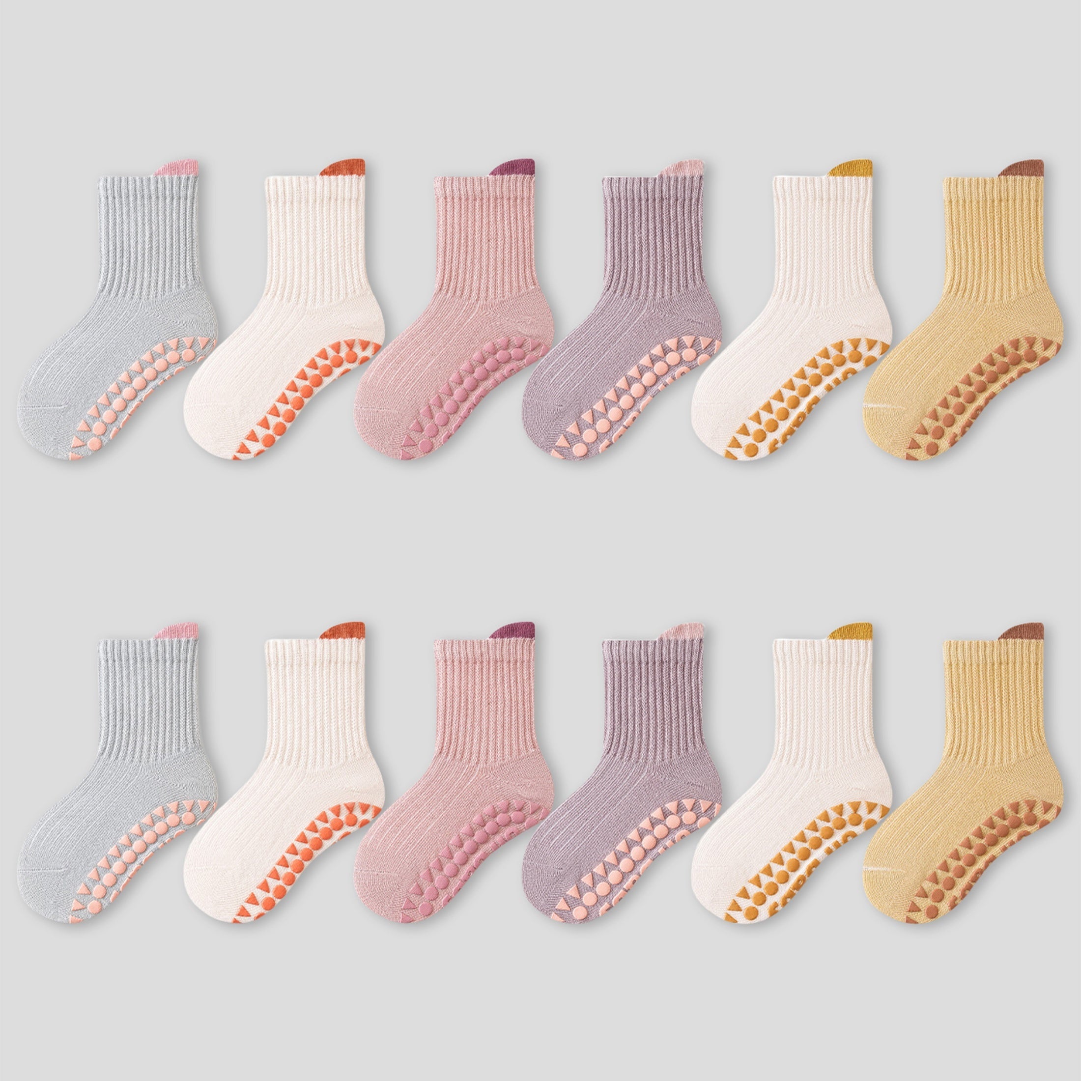 Calcetines infantiles hasta la rodilla, 6 pares, antideslizantes, con suela suave para niños y niñas