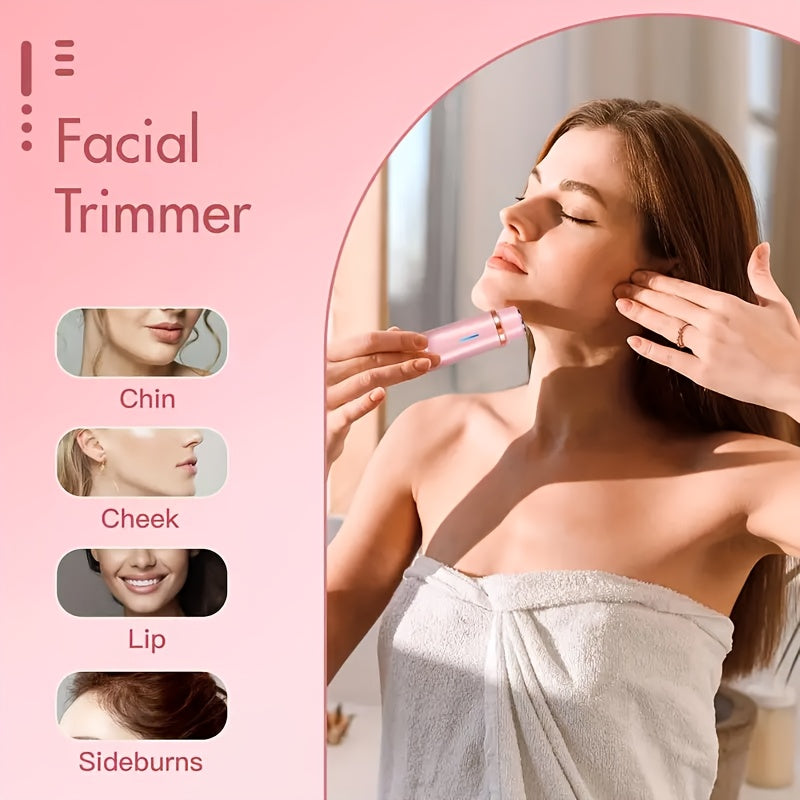 Women Electric Shaver and Epilator Pink White Dual Head Rechargeable Portable