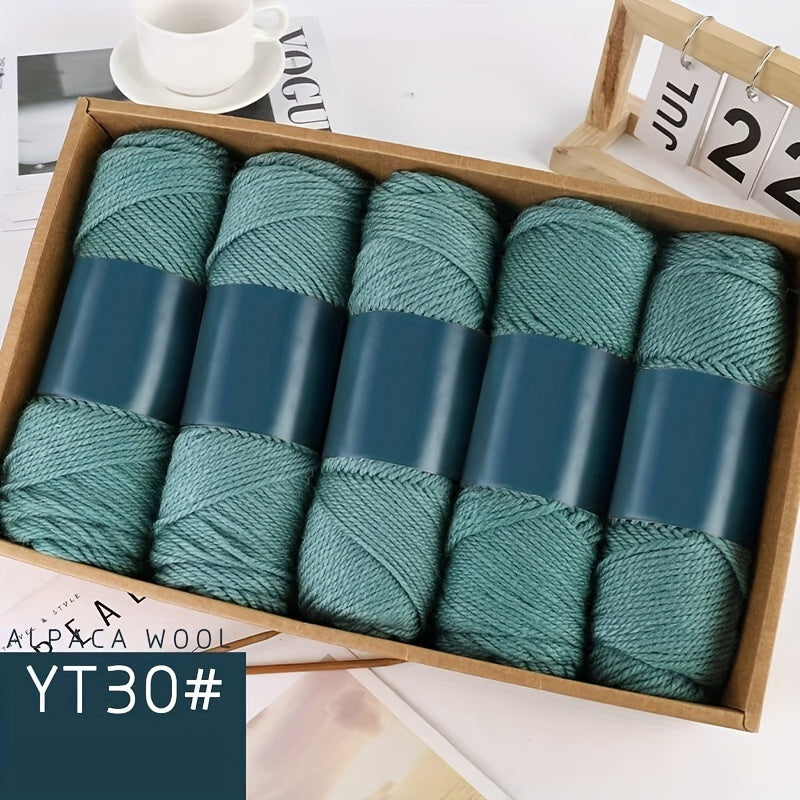 Camel Wool Yarn Pack of 5 Balls 500g Medium Thickness for Knitting Sweaters Scarves