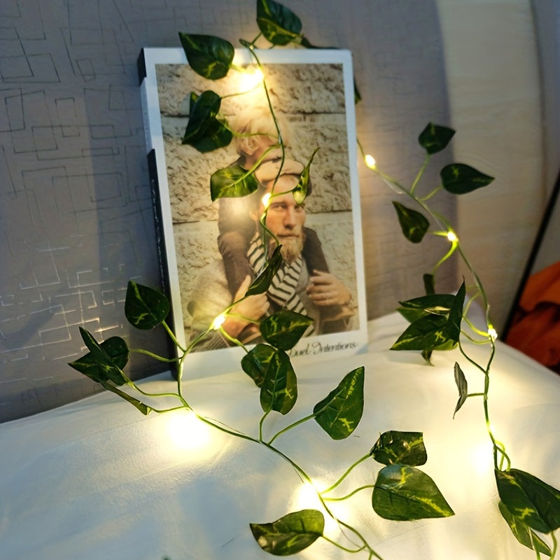LED Green Leaf Plant Lights 2m 20 LEDs Battery-Operated for Decor and Gifts