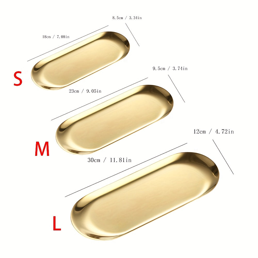 Stainless Steel Oval Serving Tray for Dinner Table