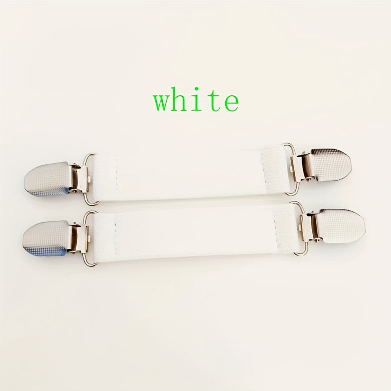Set of 2 Nylon Elastic Bed Sheet Straps with Anti-Slip Clips for Secure Fit