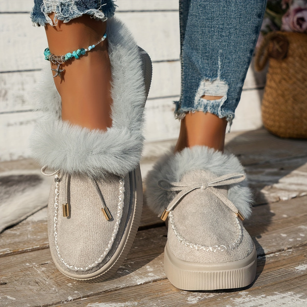 Women's Warm Comfy Slip-On Winter Snow Shoes Thermal Insulated