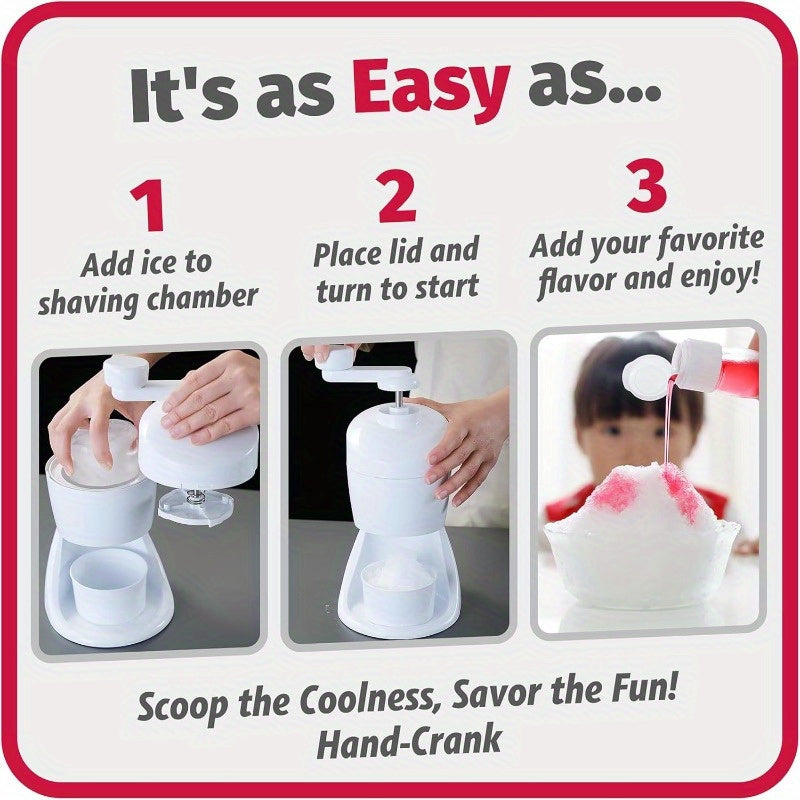 Uy uchun Snow Cone Machine, 3 ta muz blok shaklida qoliplar bilan, qo'lda boshqariladigan qo'l vintli.