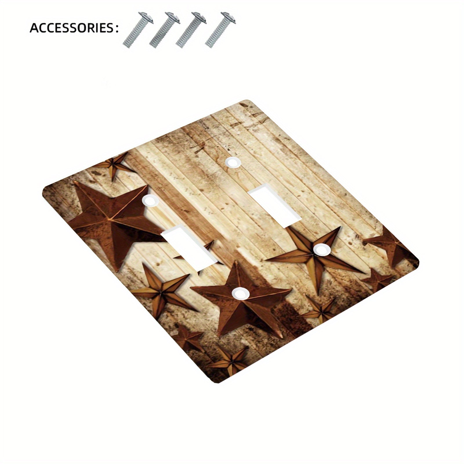 Декор для выключателя света в стиле фермерского дома с дизайном из бревенчатого дерева и звезд ферм для комнаты, кухни или ванной.