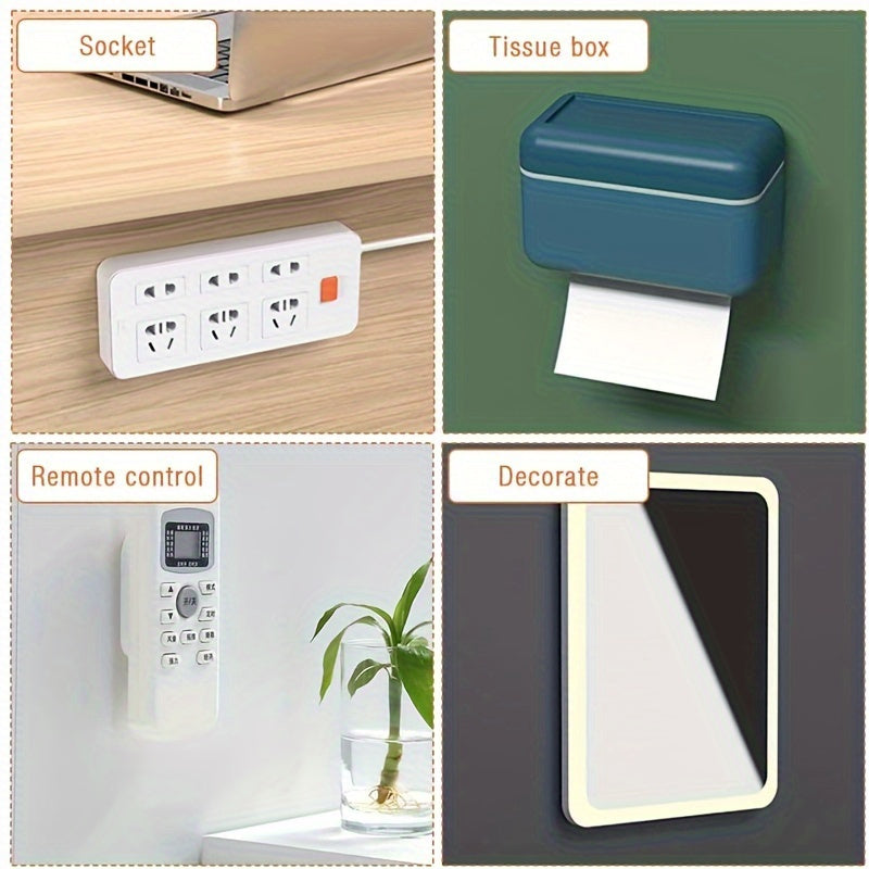 8pcs Wall-Mounted No-Drill Socket Holder Self-Adhesive Cable Organizer for Kitchen and Home Office