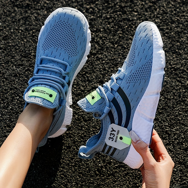 Ayollar uchun nafas oladigan knit platform sport poyafzallari, kundalik, bog‘lamli, sport kiyimlari, katta o‘lcham