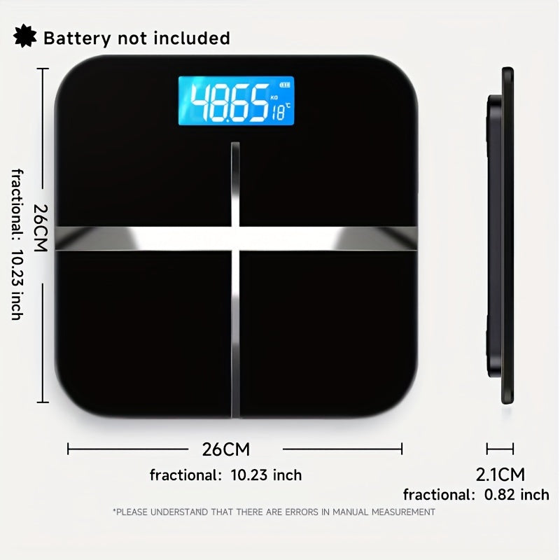 Black Digital Bathroom Scale 183.7 KG Capacity LCD Display Sleek Design