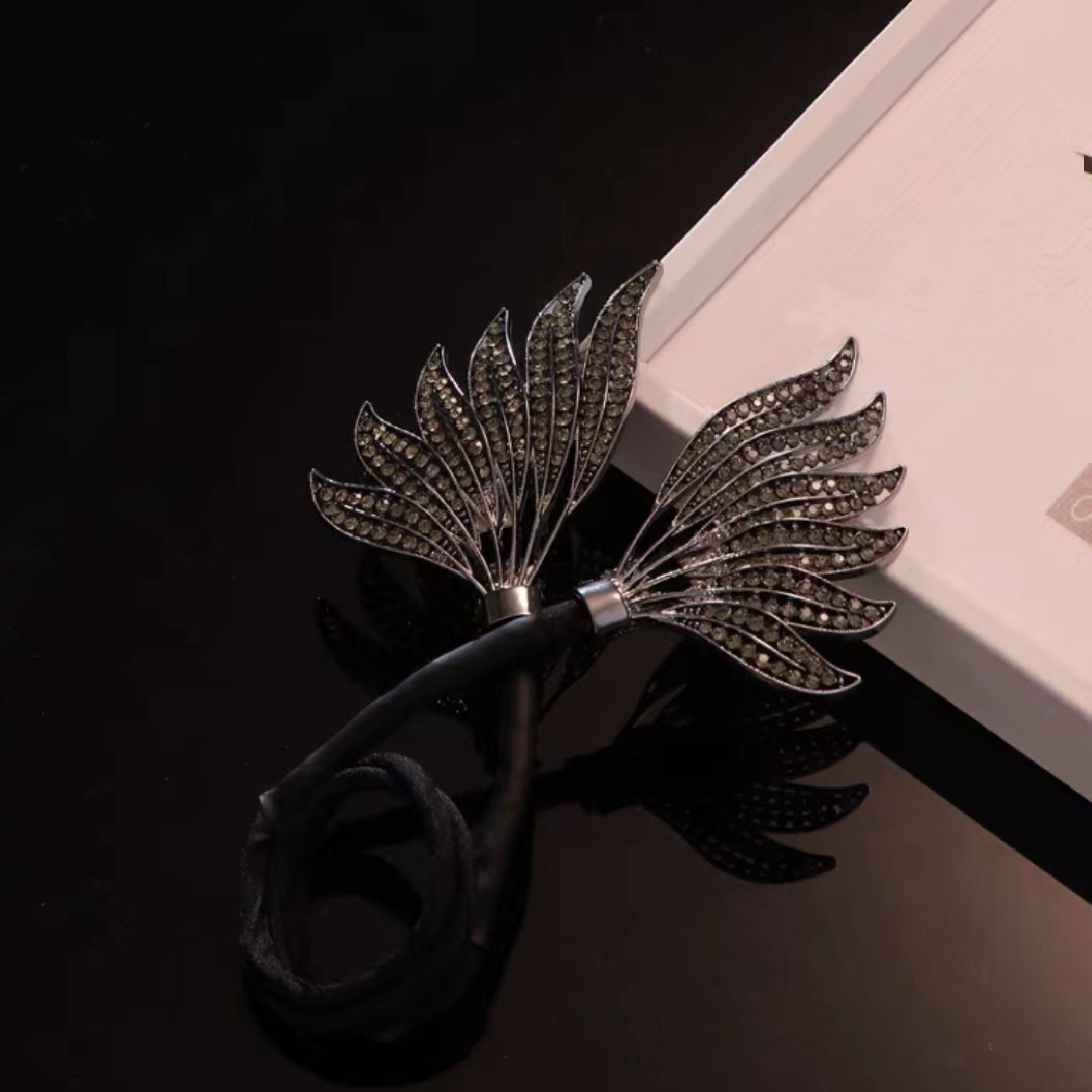 Black Alloy Hair Bun Maker with Rhinestone Embellishments for Women