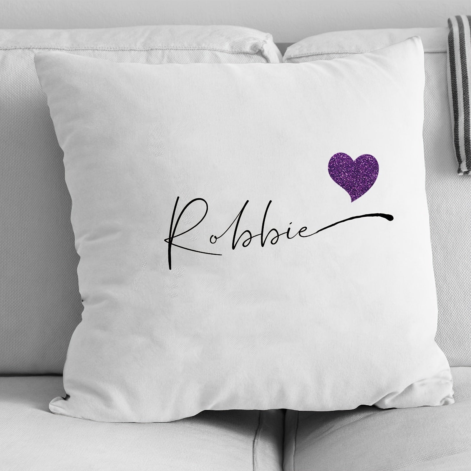 Personalized Velvet Pillowcase with Heart Pattern and Name for Nursery or Home Decor