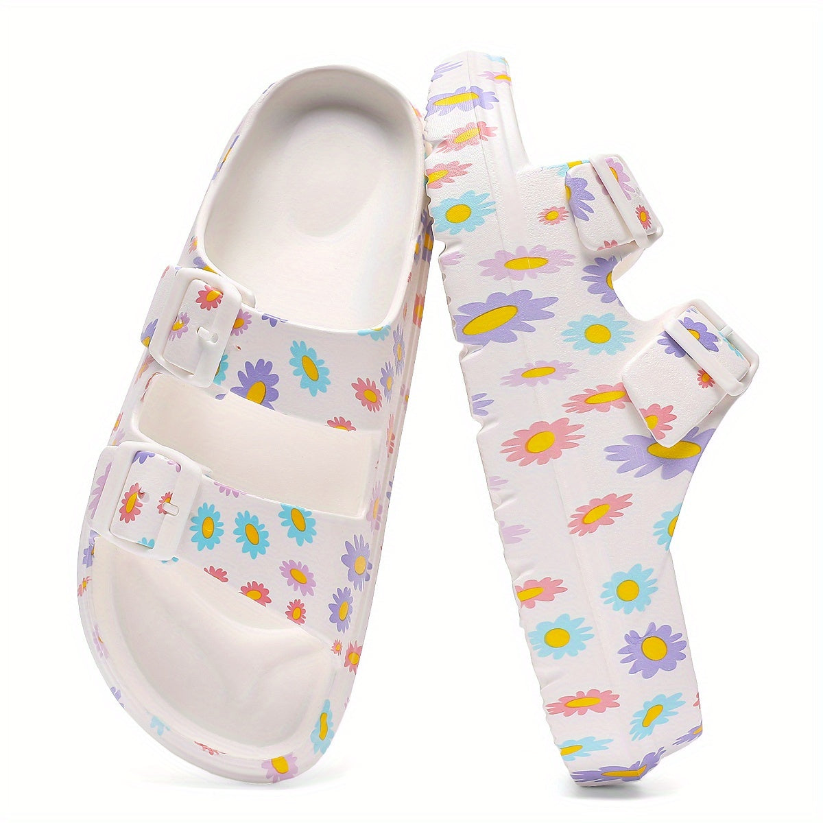 Women's Breathable Leopard Print Slide Sandals with Adjustable Buckles