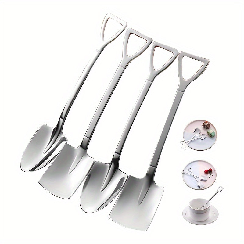 Set of 4 Stainless Steel Dessert Spoons 6 Inch for Tea Coffee Ice Cream