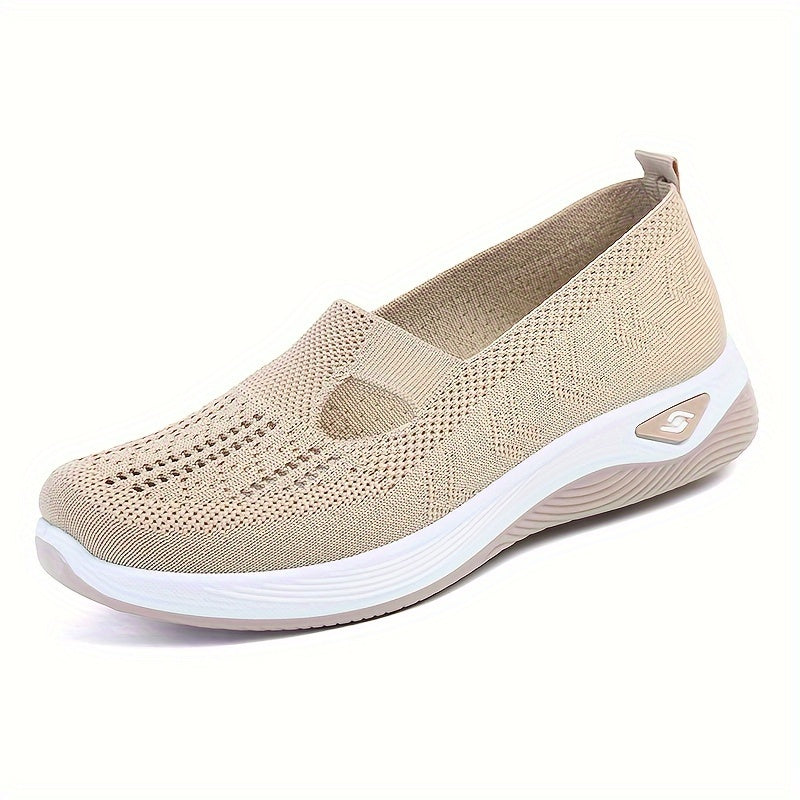 Women's Knitted Flats with Breathable Mesh Soft Sole and Cut-Out Design for Daily Wear