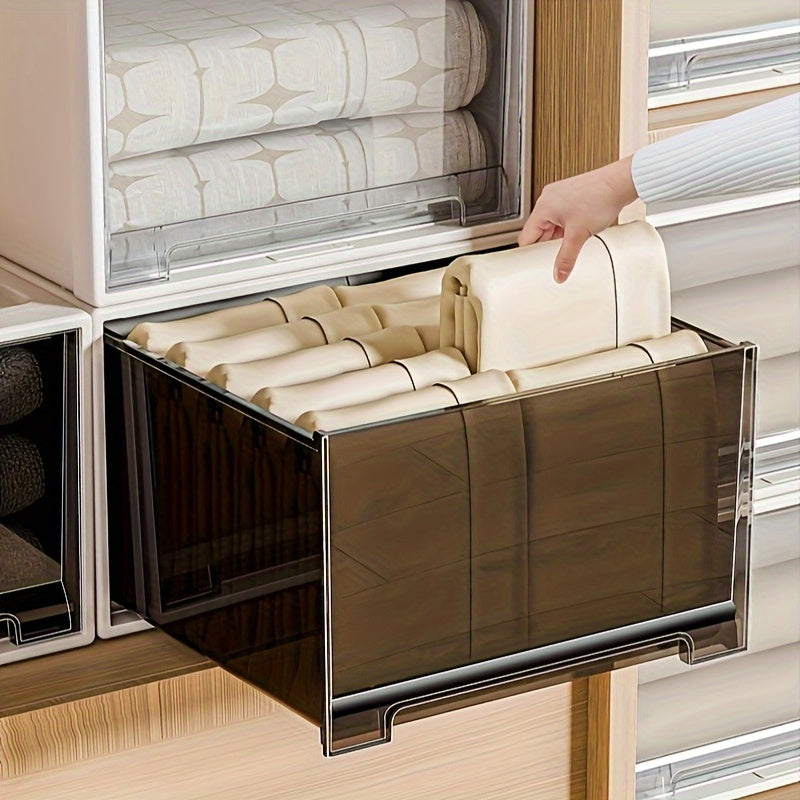 Transparent Stackable Plastic Storage Drawer with Wheels for Clothes Toys Snacks and Books