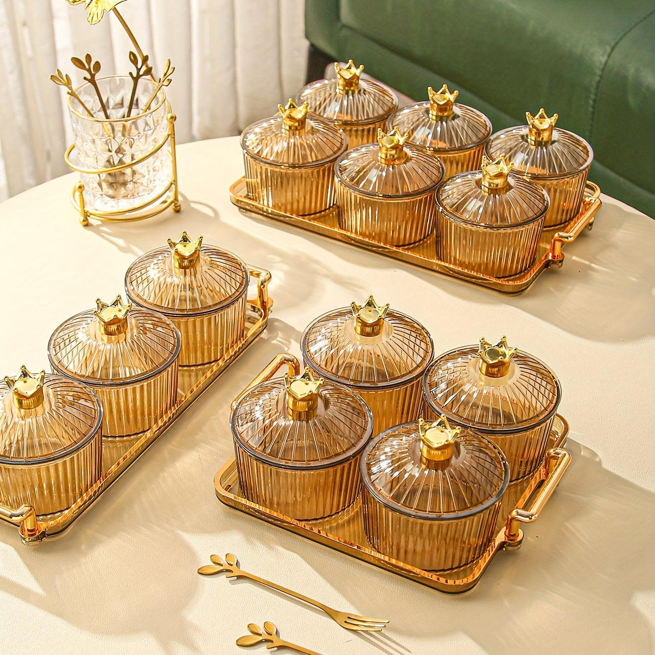 Light Luxury Candy Storage Jar with Sealed Lid for Bottles 3 4 6 on Tray