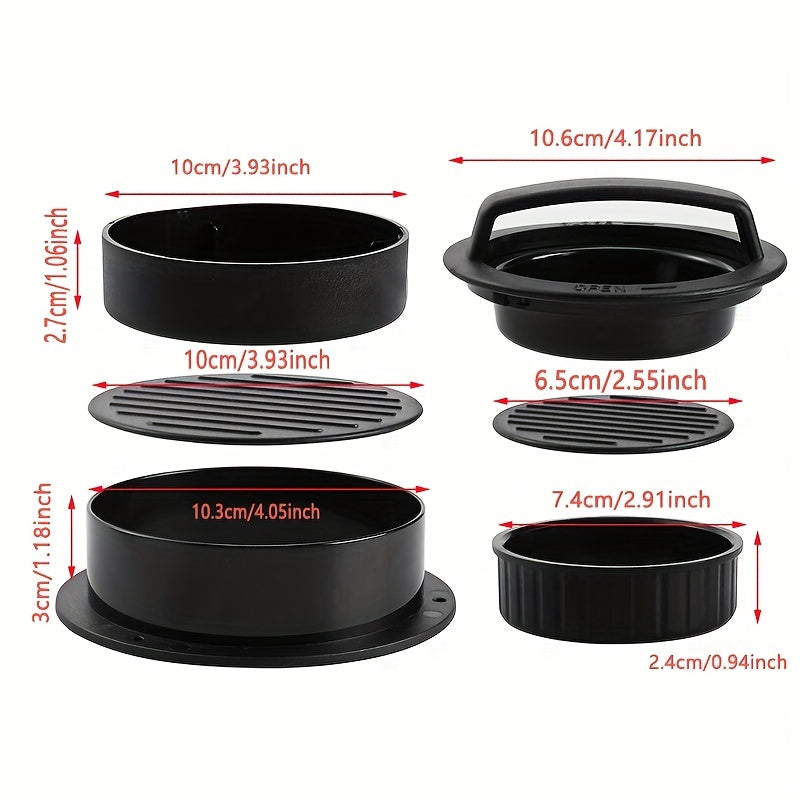 Manual Hamburger Meat Press and Rice Ball Mold, Round 3-in-1 Kitchen Tool