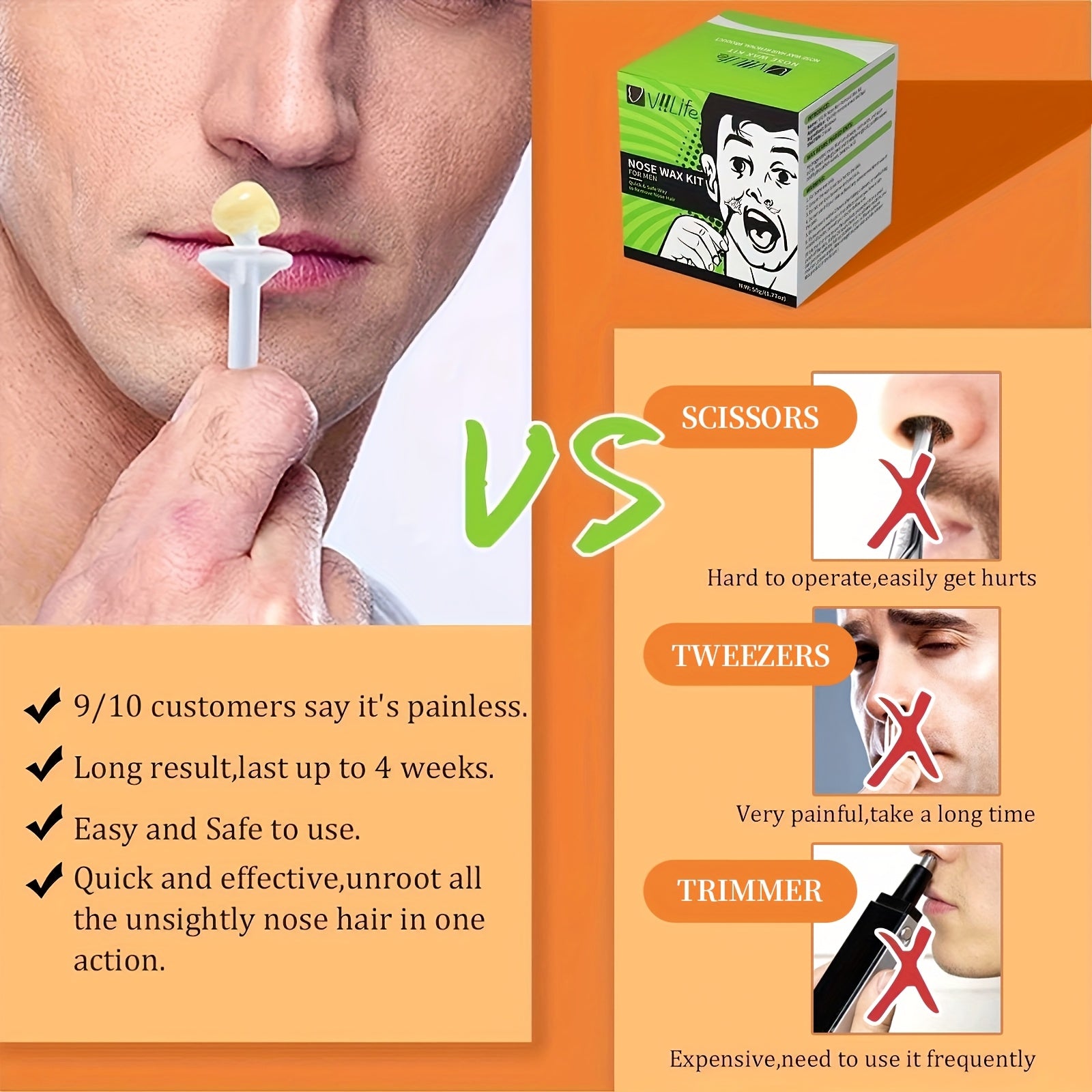 Unisex набор для удаления волос из носа с восковыми палочками и инструментом для удаления