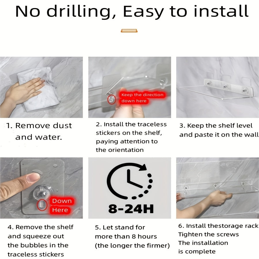 Acrylic Bathroom Shelf Wall Mount Punch-Free Toilet Storage Organizer