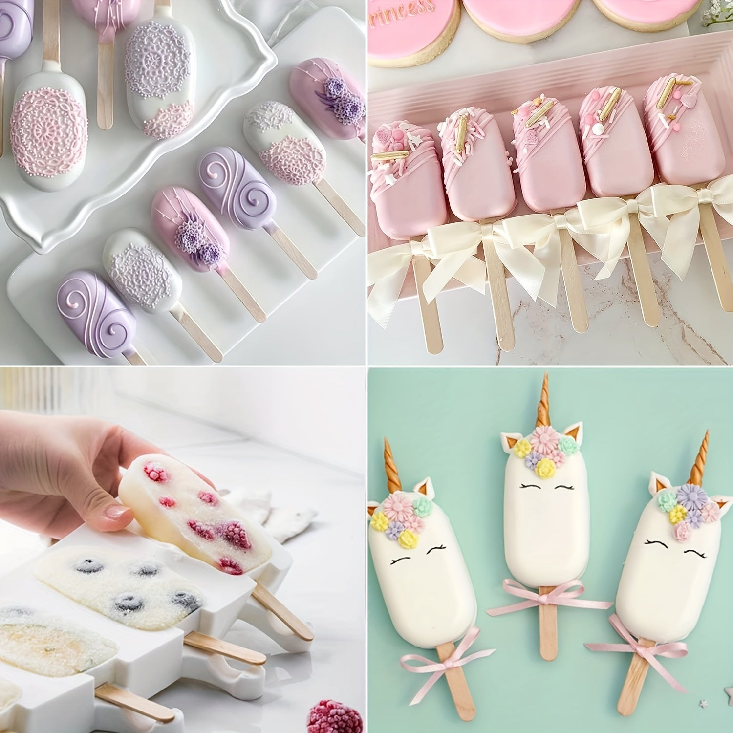 Silicone muzqaymoq shakli 3/4/8 bo'lakli qayta ishlatiladigan popsicle tayyorlagich uy uchun