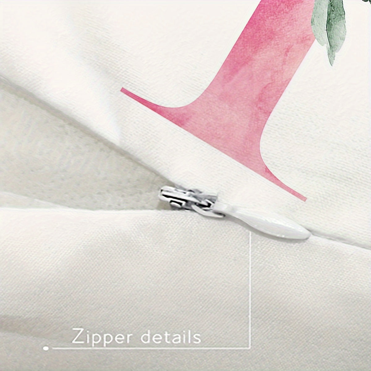 Подушка с чехлом 18x18 дюймов с цветочным алфавитом, на которой изображены английские буквы от A до Z в розовом цвете. Идеально подходит для добавления современного акцента в декор дивана, гостиной или спальни. Печать с одной стороны, вставка не включена.