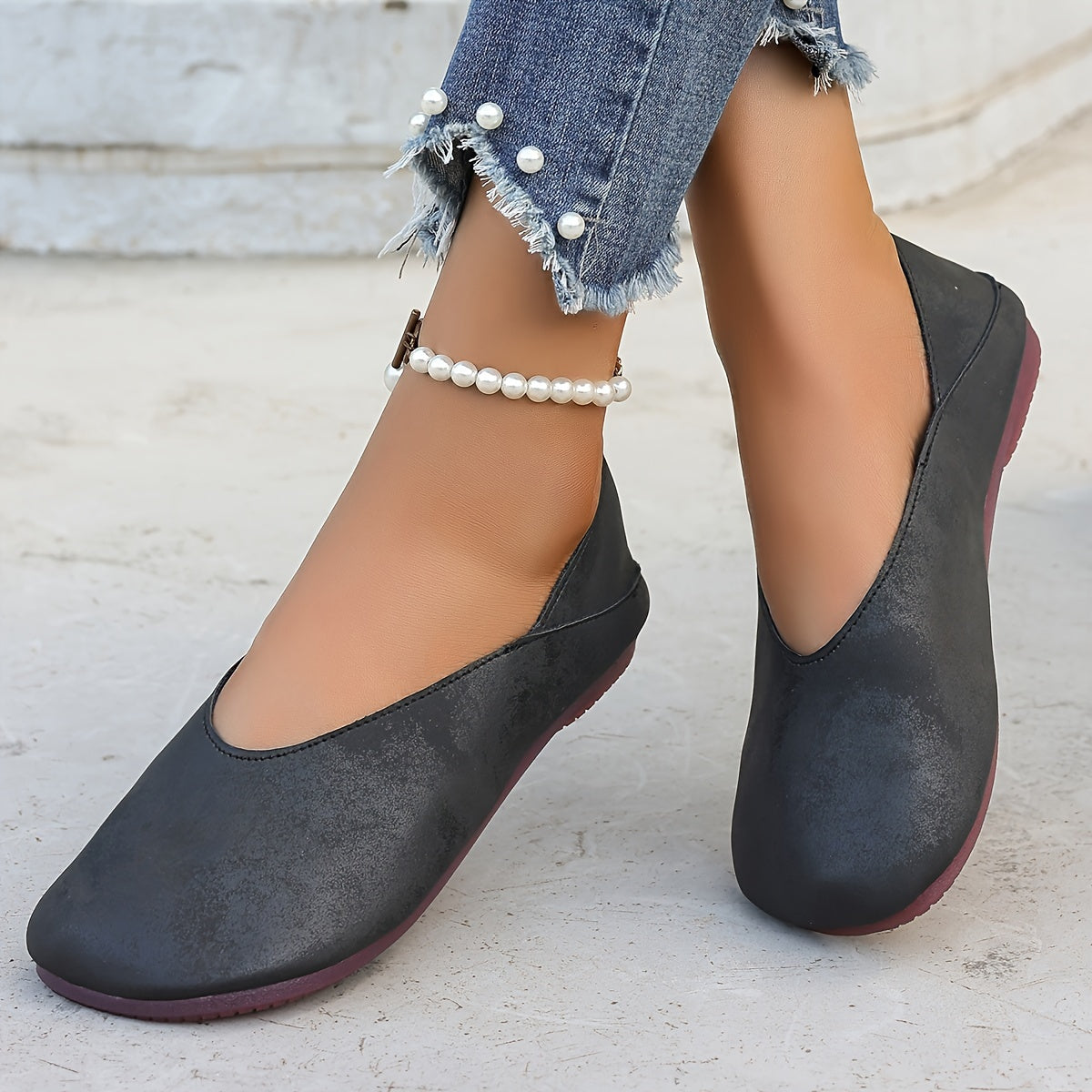 Women's Slip-On Flats Soft PU Loafers Non-Slip Sole Casual Shoes