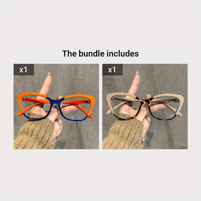 Women Cat Eye Glasses with Clear Lenses Y2K Style Acetate Anti-Blue Light Computer Eyewear