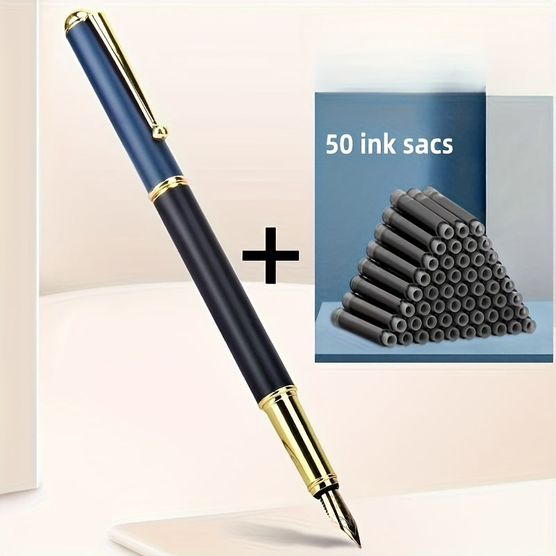 Fountain Pen with 50 Ink Pouches for Calligraphy Office Use Suitable for Students and Adults