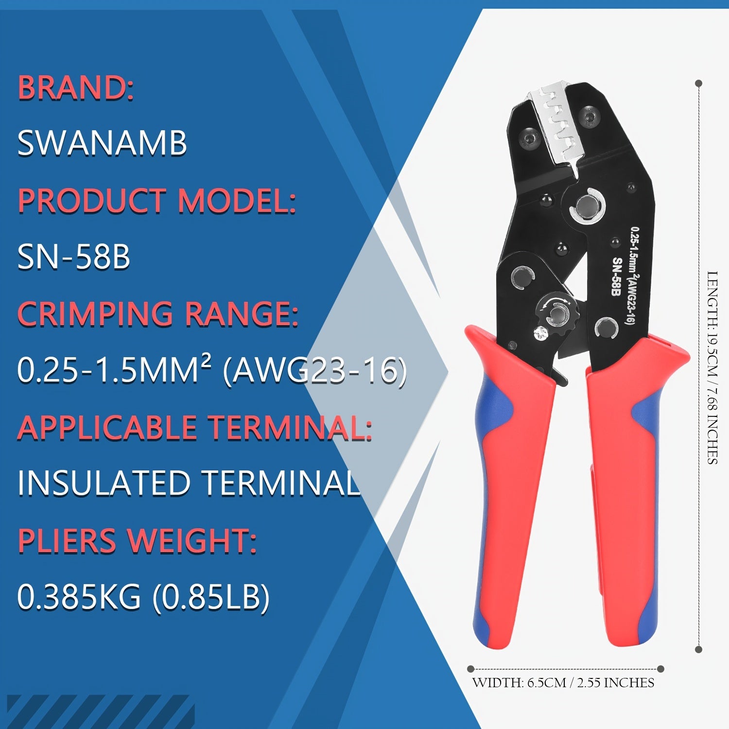 6-in-1 Crimping Pliers Set for Electrical Terminals Insulated Non-Insulated Dupont