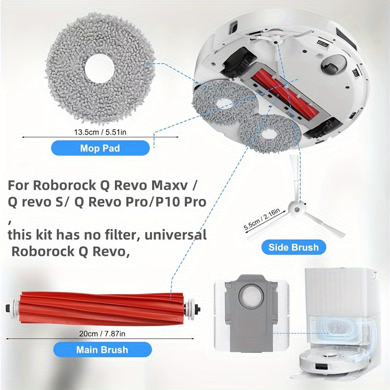 Replacement Vacuum Parts Bundle for Robotic Vacuum Cleaner, Includes Brush, Mops, Dust Bags, Side Brushes