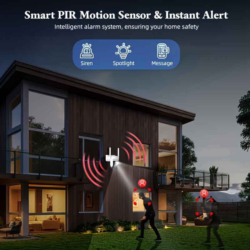 1296P HD Outdoor Security Camera with Solar Panel PTZ Night Vision Two-Way Audio Motion Detection