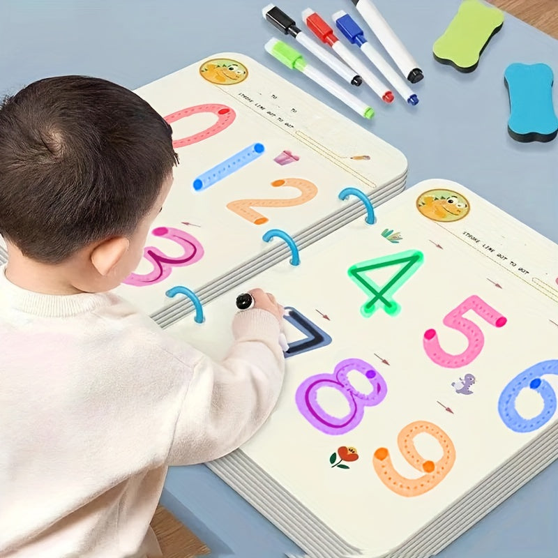 Educational Art Copybook Set for Kids Ages 3-8 with Erasable Pens and Refill Pack