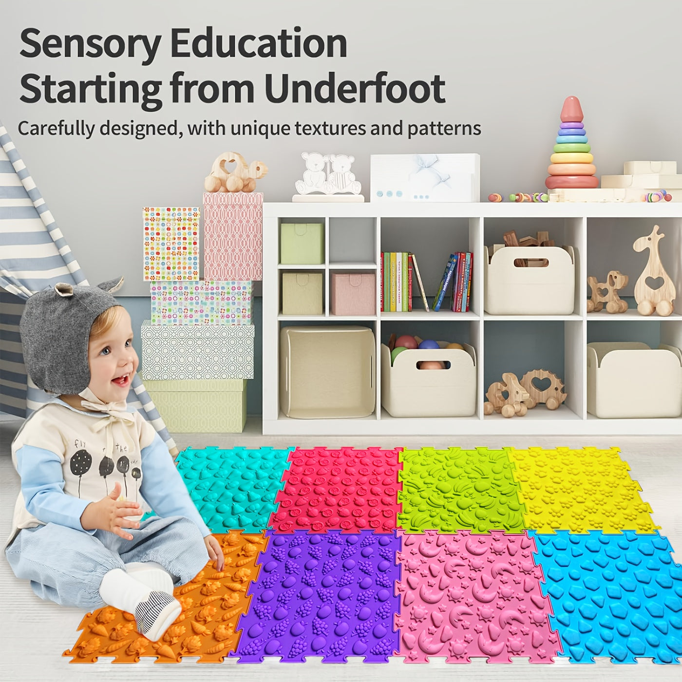 4/8 dona silikon sezgi matlari yoshlar uchun, massaj o'yin mati, o'yin xonasi uchun jigso birlashtiriladigan matlar, tuzilgan sezgi plitalari, ortopedik massaj jumboq pol matlari, sezgi xonasi uchun oyoq matlari