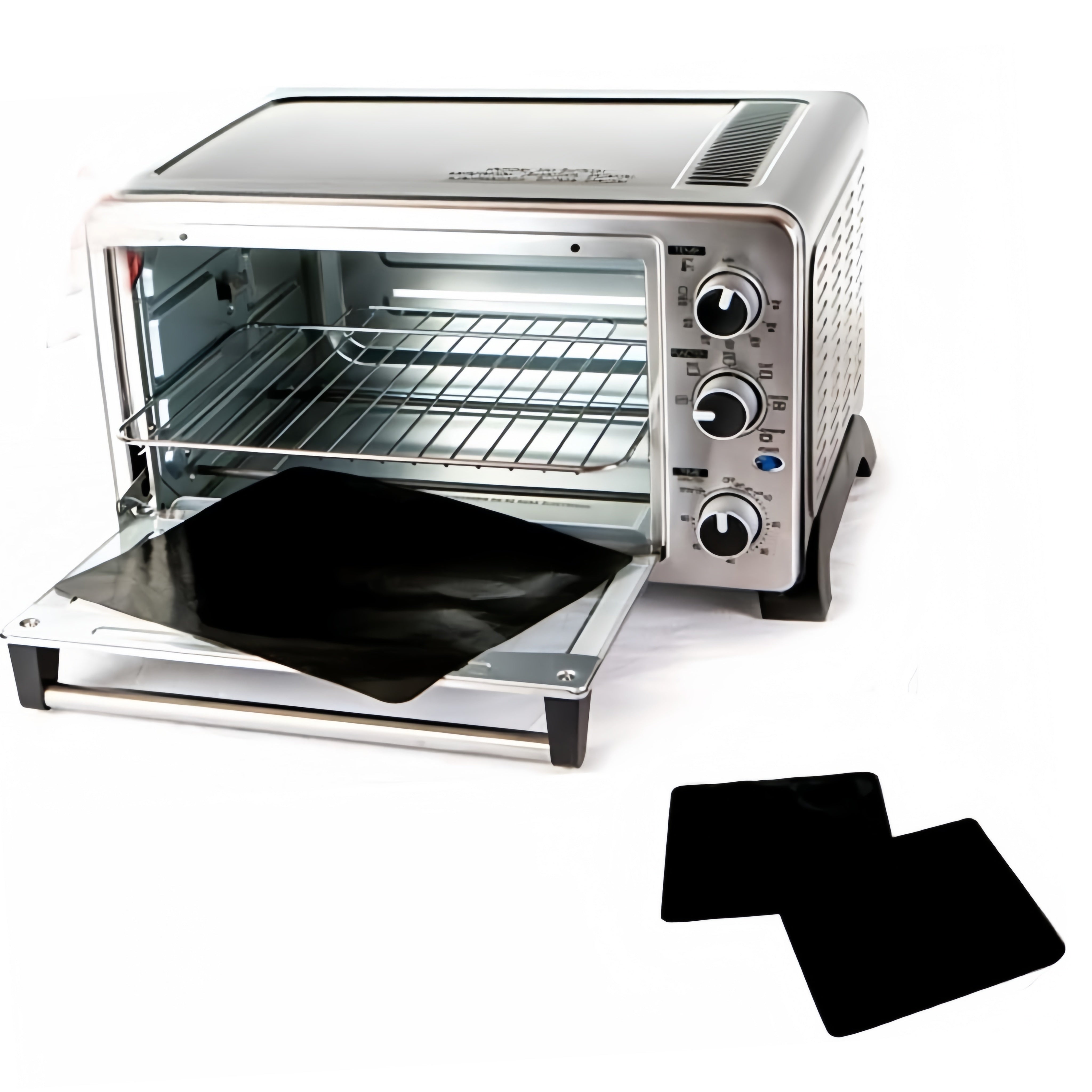 Set of 2 Non-Stick Oven Liners 40x33cm Washable BPA Free for Electric Gas Microwave